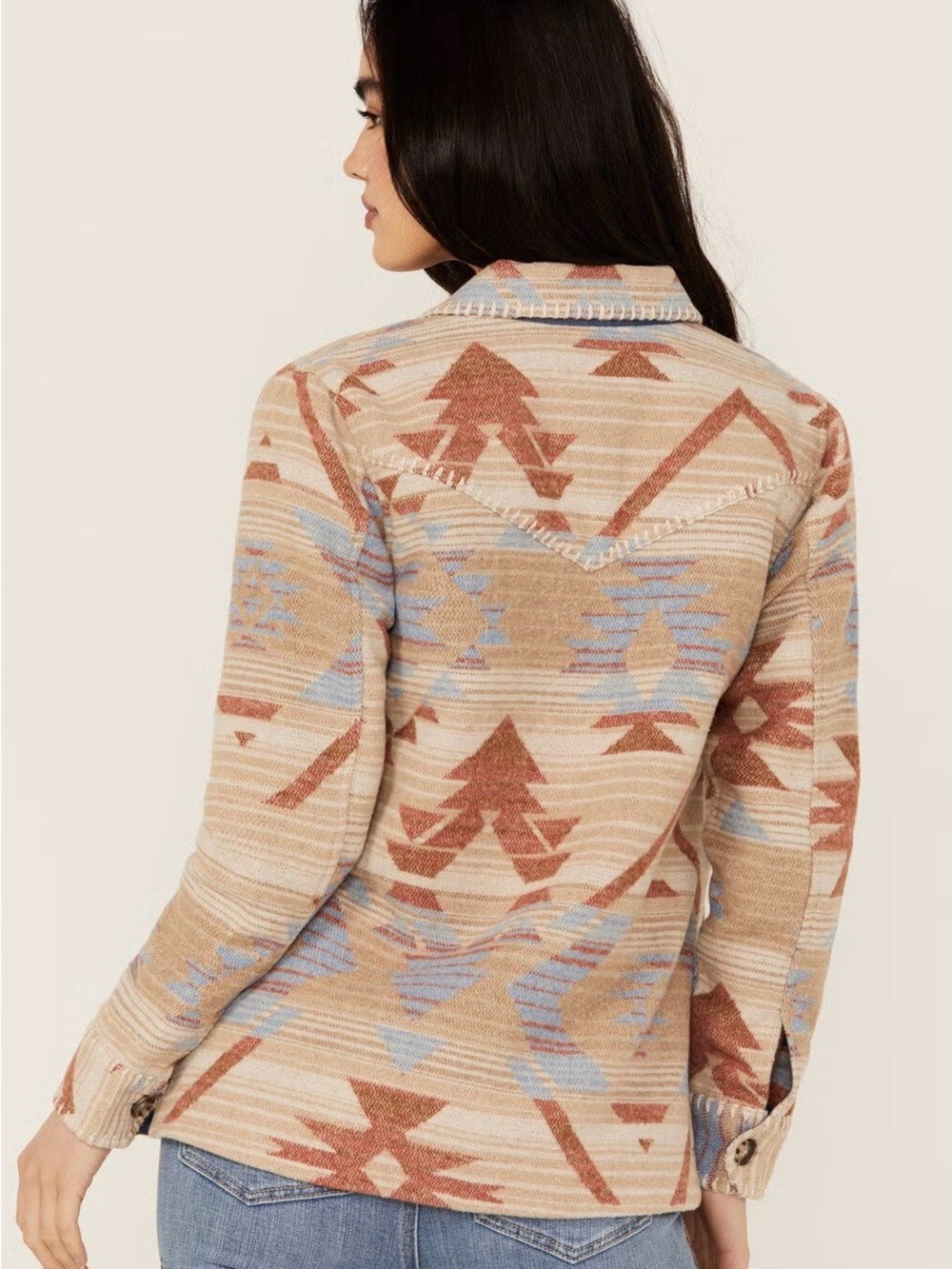 Idyllwind Beige, Rust & Light Blue Patterned Utility Jacket - Picture 4 of 10